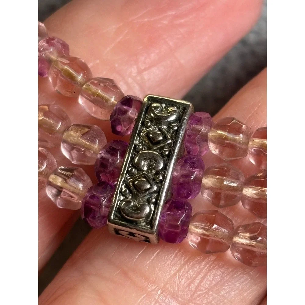 #7. Multi-strand Pink & Purple Beaded Necklacec
